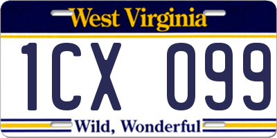 WV license plate 1CX099
