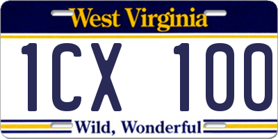 WV license plate 1CX100