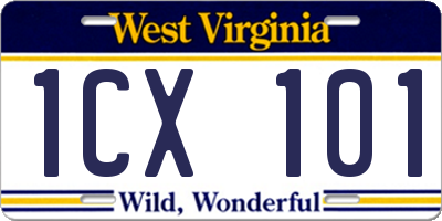 WV license plate 1CX101