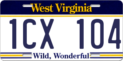 WV license plate 1CX104