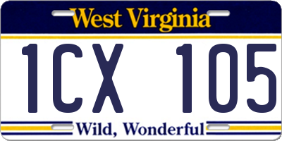 WV license plate 1CX105