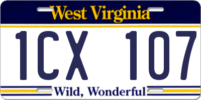 WV license plate 1CX107