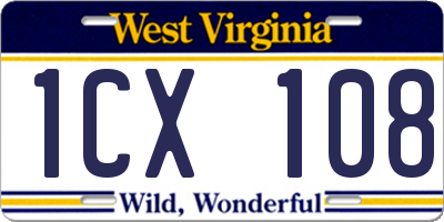 WV license plate 1CX108