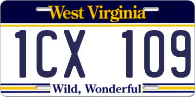 WV license plate 1CX109