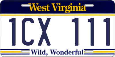 WV license plate 1CX111