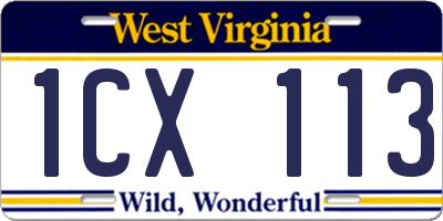 WV license plate 1CX113