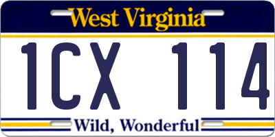 WV license plate 1CX114
