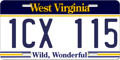WV license plate 1CX115