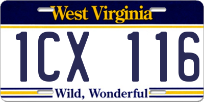 WV license plate 1CX116