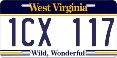 WV license plate 1CX117