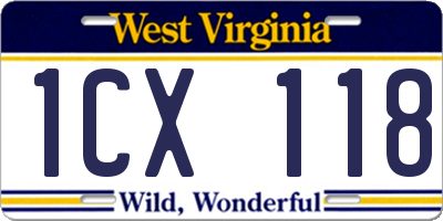 WV license plate 1CX118