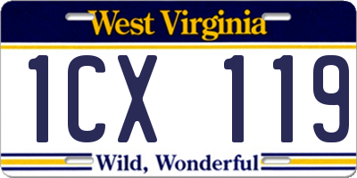 WV license plate 1CX119