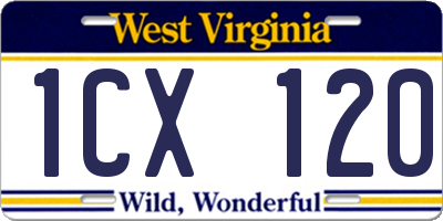 WV license plate 1CX120