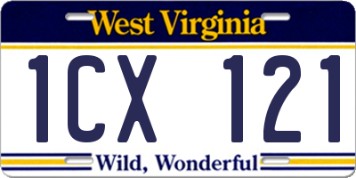 WV license plate 1CX121