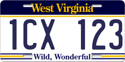 WV license plate 1CX123