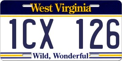 WV license plate 1CX126