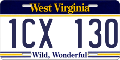 WV license plate 1CX130