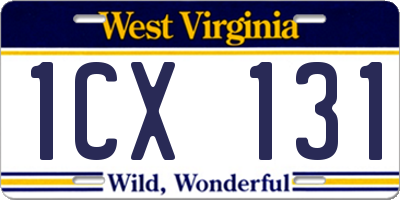 WV license plate 1CX131