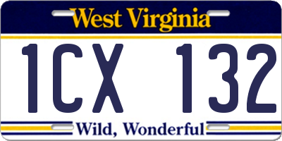 WV license plate 1CX132