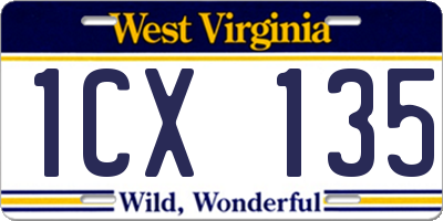 WV license plate 1CX135