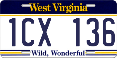 WV license plate 1CX136