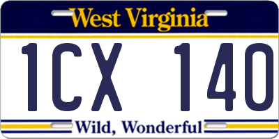WV license plate 1CX140