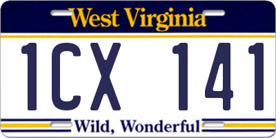 WV license plate 1CX141