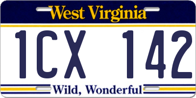 WV license plate 1CX142