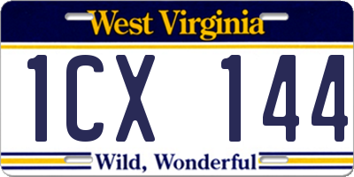 WV license plate 1CX144