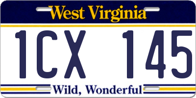 WV license plate 1CX145