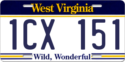 WV license plate 1CX151
