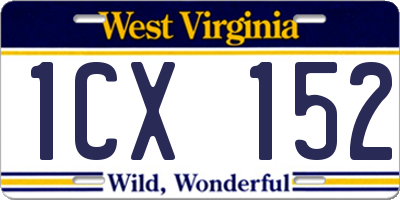 WV license plate 1CX152
