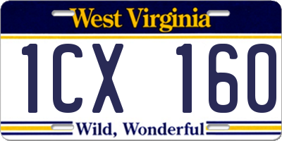 WV license plate 1CX160