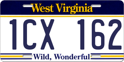 WV license plate 1CX162