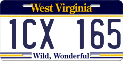 WV license plate 1CX165