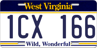 WV license plate 1CX166