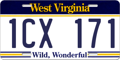 WV license plate 1CX171