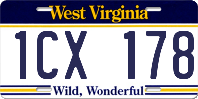 WV license plate 1CX178