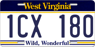 WV license plate 1CX180