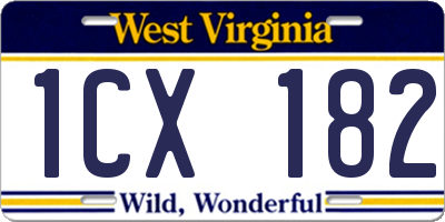WV license plate 1CX182