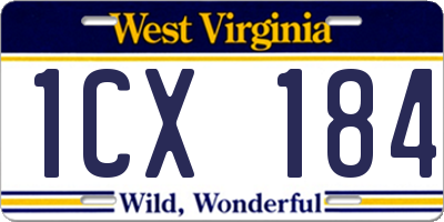 WV license plate 1CX184