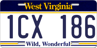 WV license plate 1CX186
