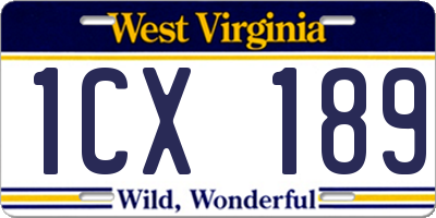 WV license plate 1CX189