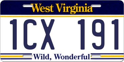 WV license plate 1CX191