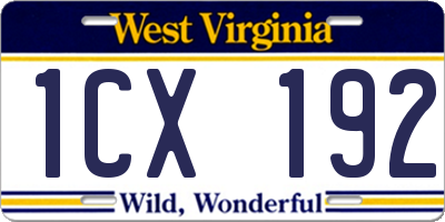 WV license plate 1CX192