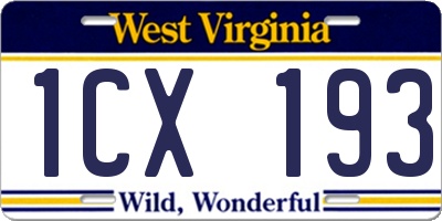 WV license plate 1CX193