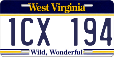 WV license plate 1CX194