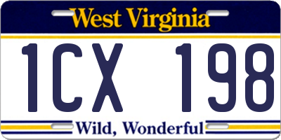 WV license plate 1CX198