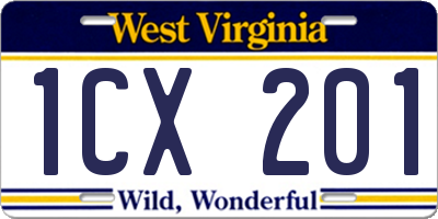 WV license plate 1CX201