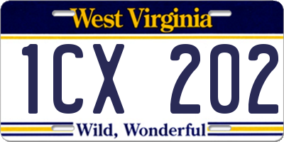 WV license plate 1CX202